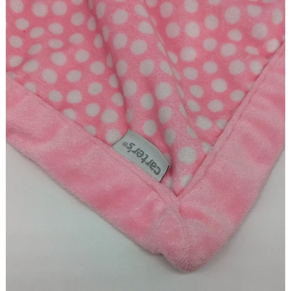 Carters Elephant Bow Pink White‎ Polka Dots Baby Girl Security Blanket Lovey 13